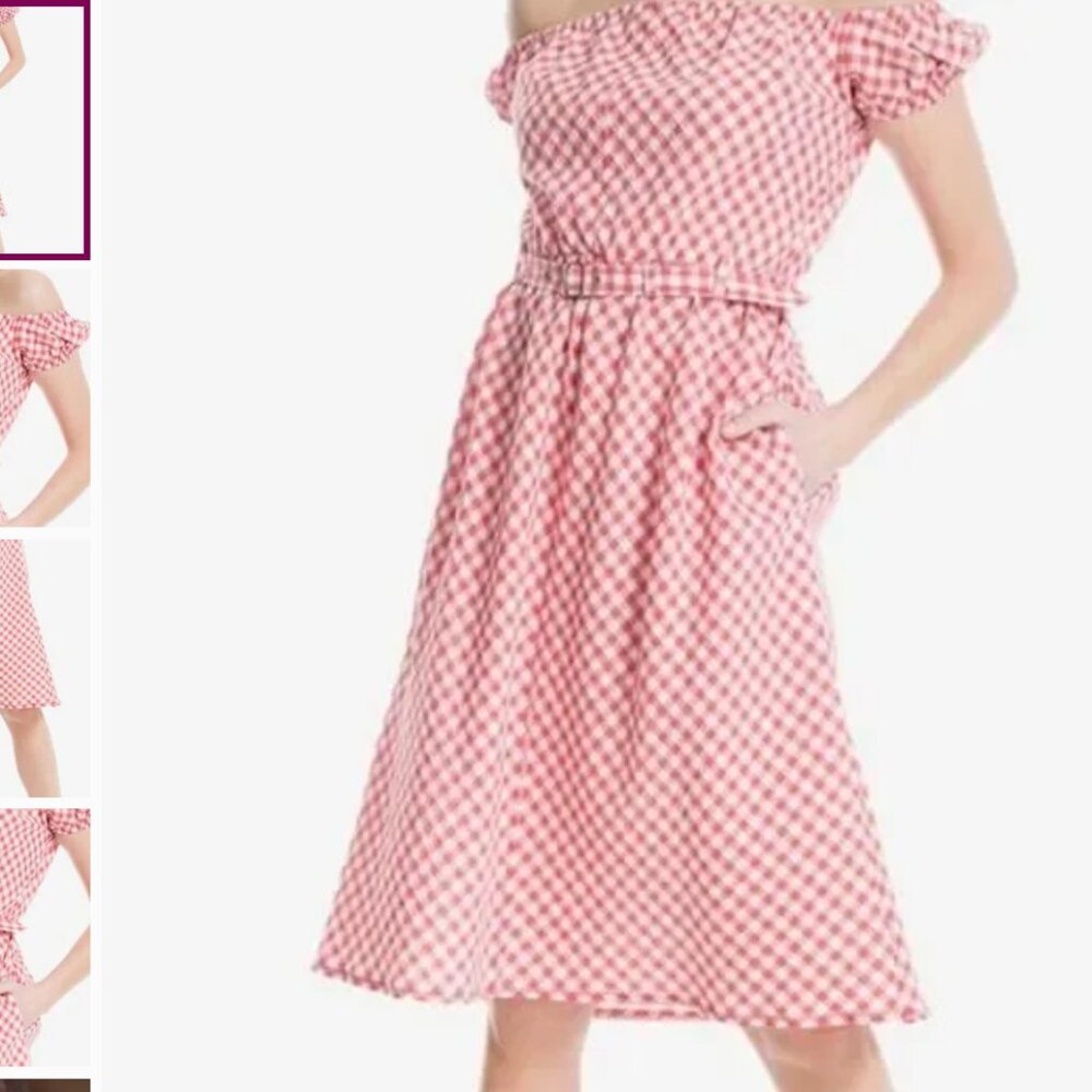🌸Max Studio Gingham off shoulder midi dress🌸